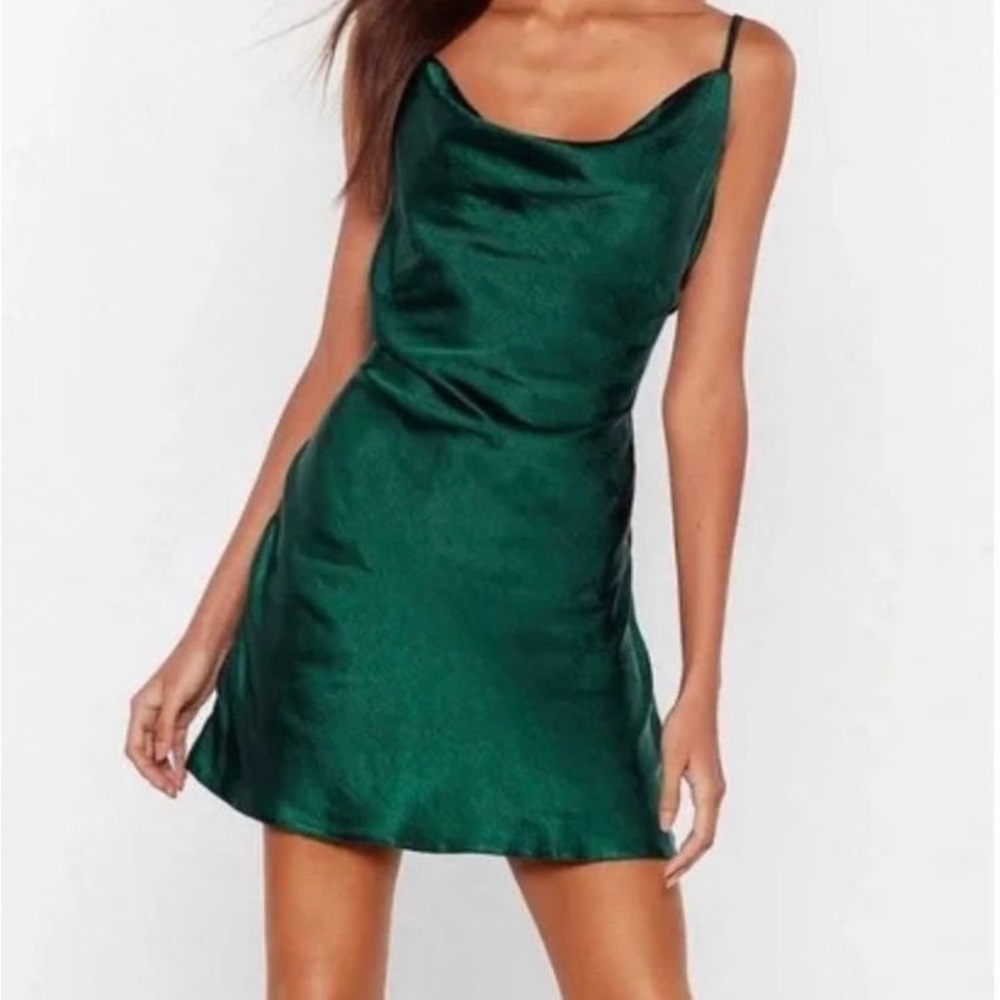 Nasty Gal Green Slip Dress